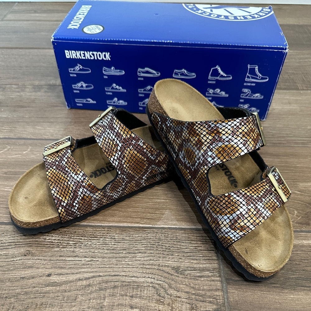 Birkenstock snake print brown Women’s Sandals Size 37/6 - Picture 5 of 6